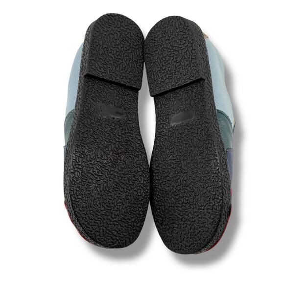 Artsy Pebbled Leather Pinwheel Rainbow Colorful Loafer Shoes Womens Sz 39 8 - Picture 5 of 6